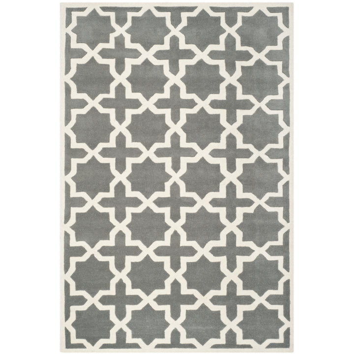 SAFAVIEH Chatham CHT732D Handmade Dark Grey / Ivory Rug Image 7