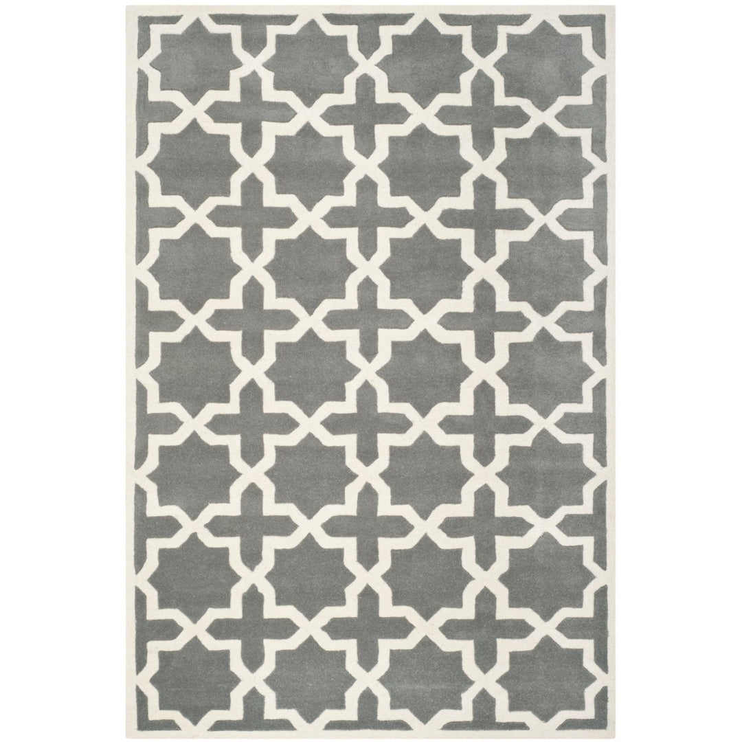 SAFAVIEH Chatham CHT732D Handmade Dark Grey / Ivory Rug Image 1