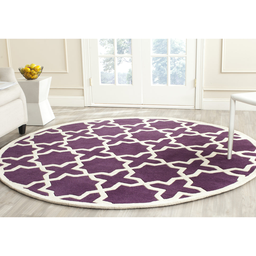 SAFAVIEH Chatham CHT732F Handmade Purple / Ivory Rug Image 2