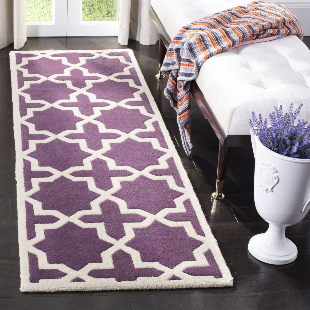 SAFAVIEH Chatham CHT732F Handmade Purple / Ivory Rug Image 3