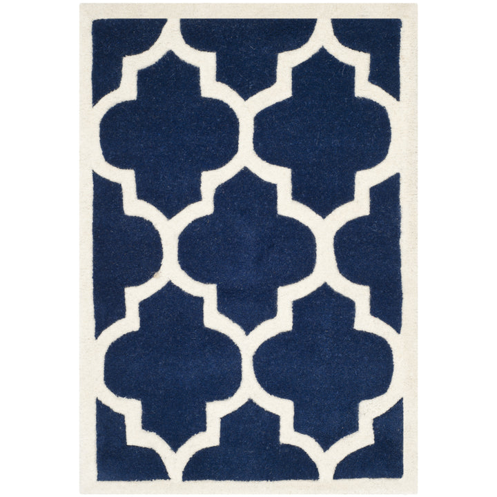 SAFAVIEH Chatham CHT733C Handmade Dark Blue / Ivory Rug Image 2