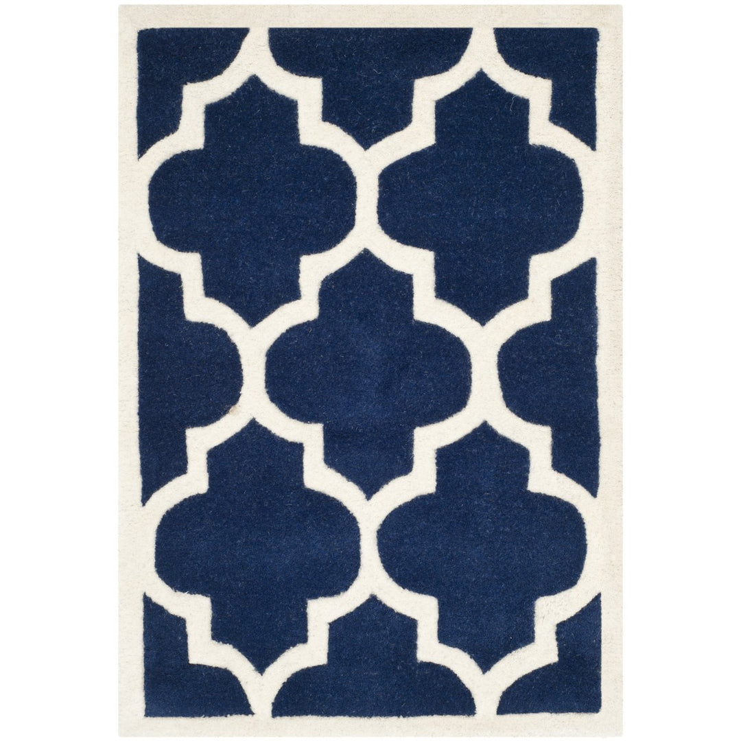 SAFAVIEH Chatham CHT733C Handmade Dark Blue / Ivory Rug Image 1