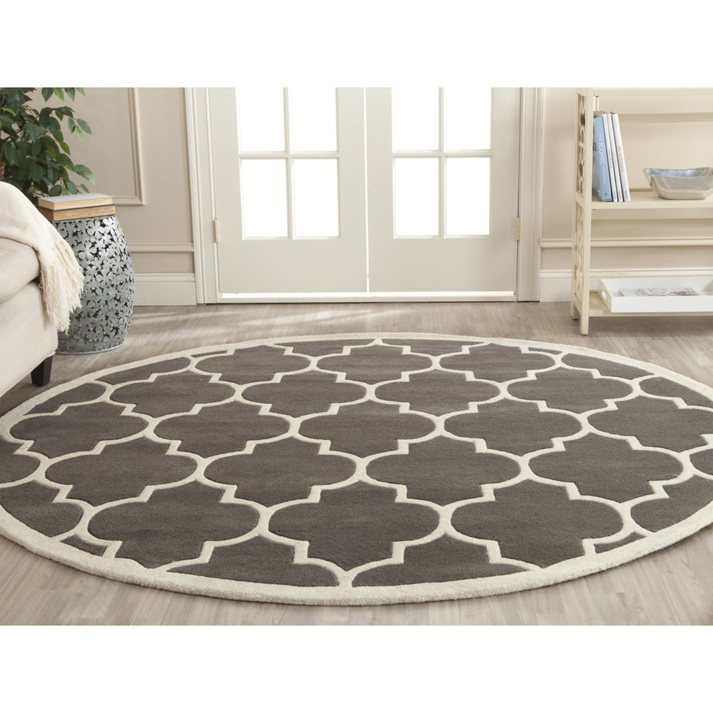 SAFAVIEH Chatham CHT733D Handmade Dark Grey / Ivory Rug Image 2