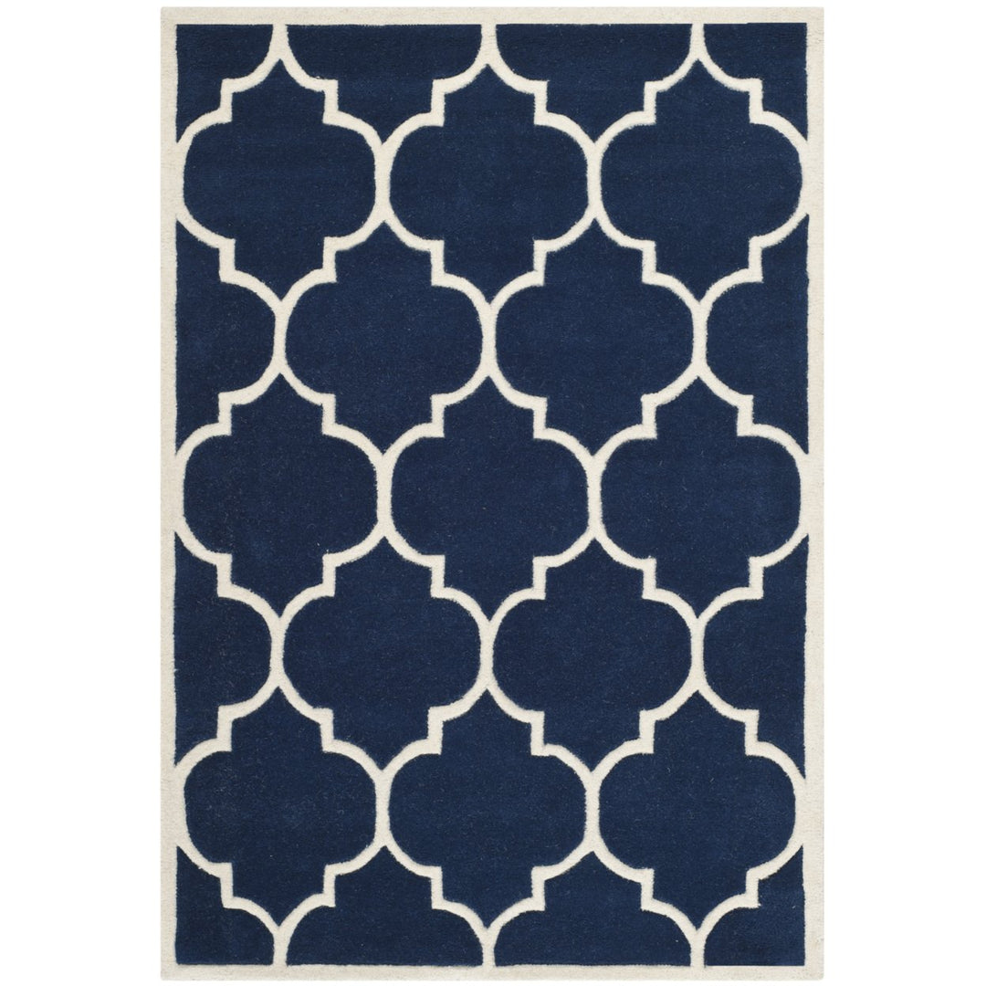 SAFAVIEH Chatham CHT733C Handmade Dark Blue / Ivory Rug Image 1