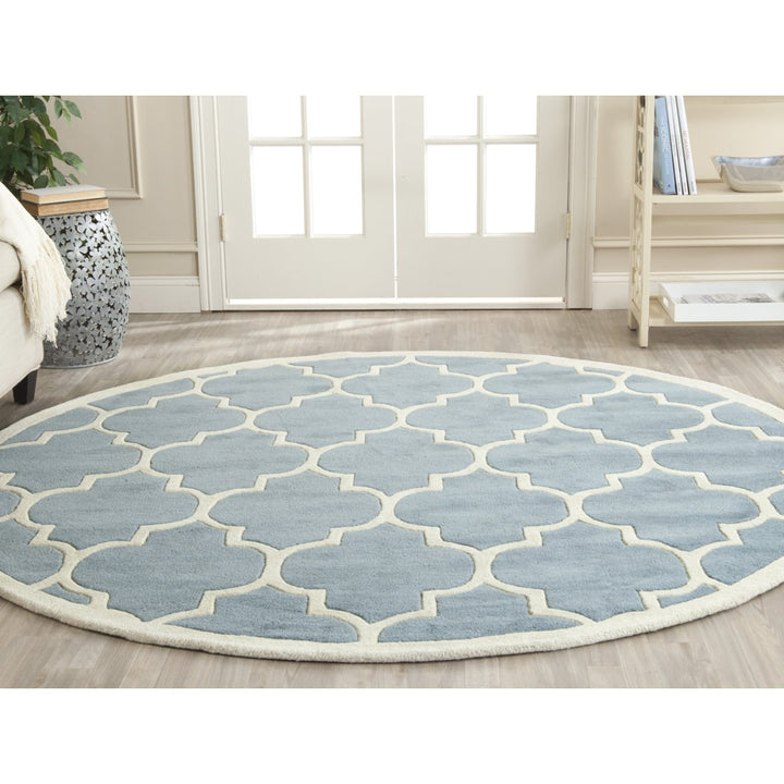 SAFAVIEH Chatham CHT733B Handmade Blue / Ivory Rug Image 2