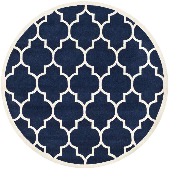 SAFAVIEH Chatham CHT733C Handmade Dark Blue / Ivory Rug Image 5