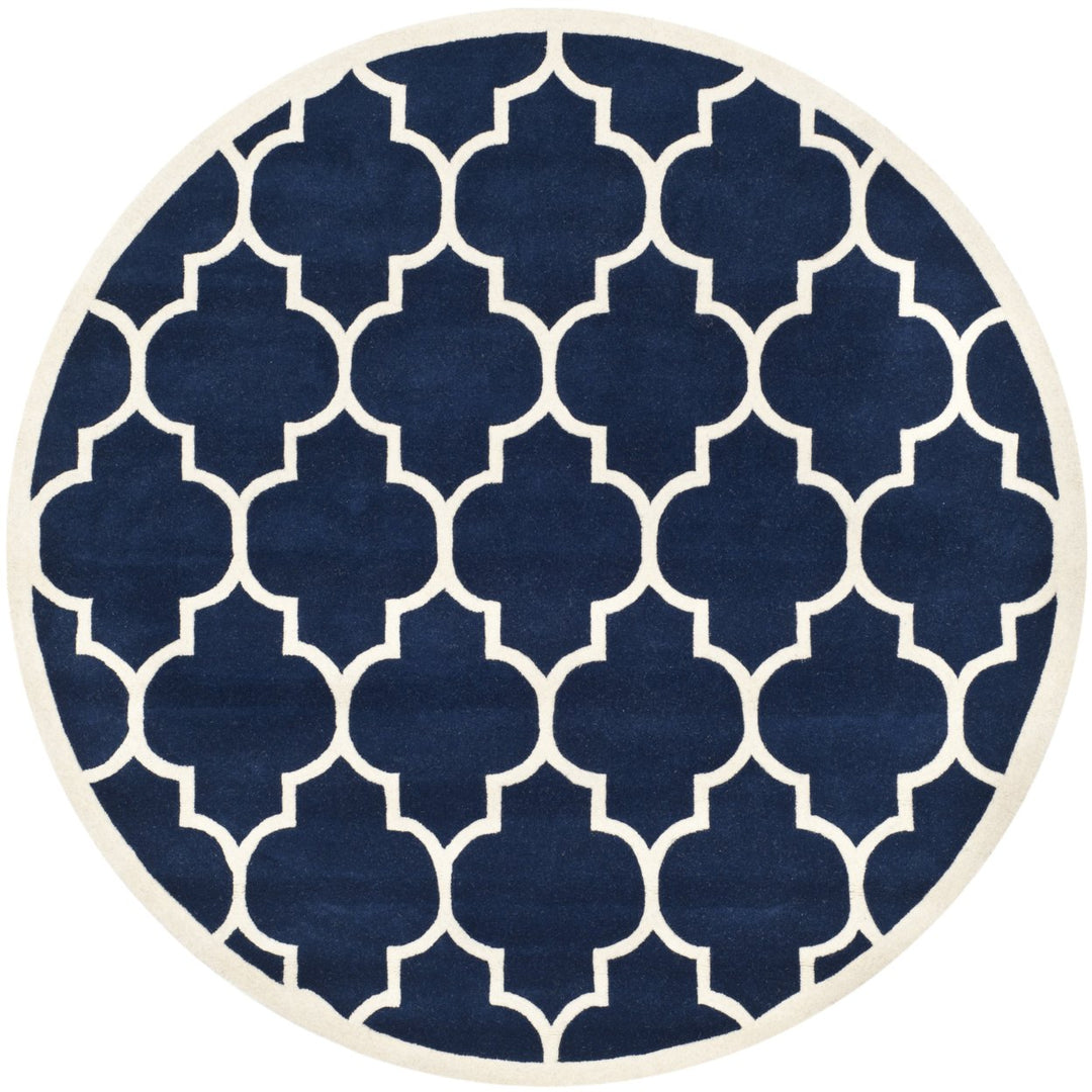 SAFAVIEH Chatham CHT733C Handmade Dark Blue / Ivory Rug Image 1