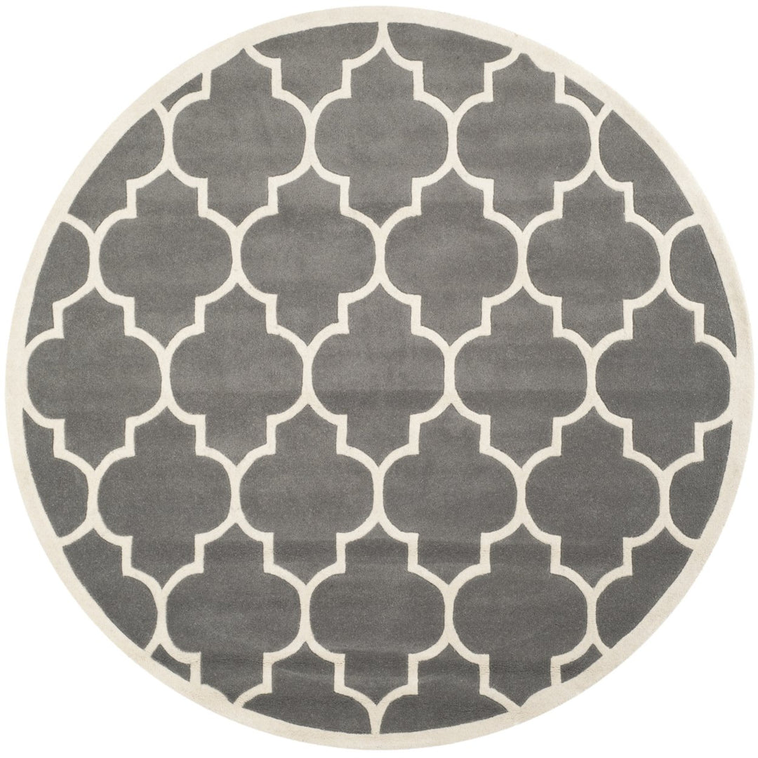 SAFAVIEH Chatham CHT733D Handmade Dark Grey / Ivory Rug Image 1