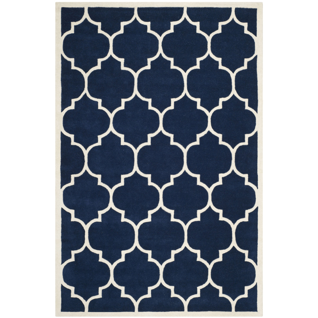 SAFAVIEH Chatham CHT733C Handmade Dark Blue / Ivory Rug Image 8