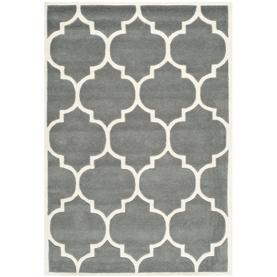 SAFAVIEH Chatham CHT733D Handmade Dark Grey / Ivory Rug Image 9