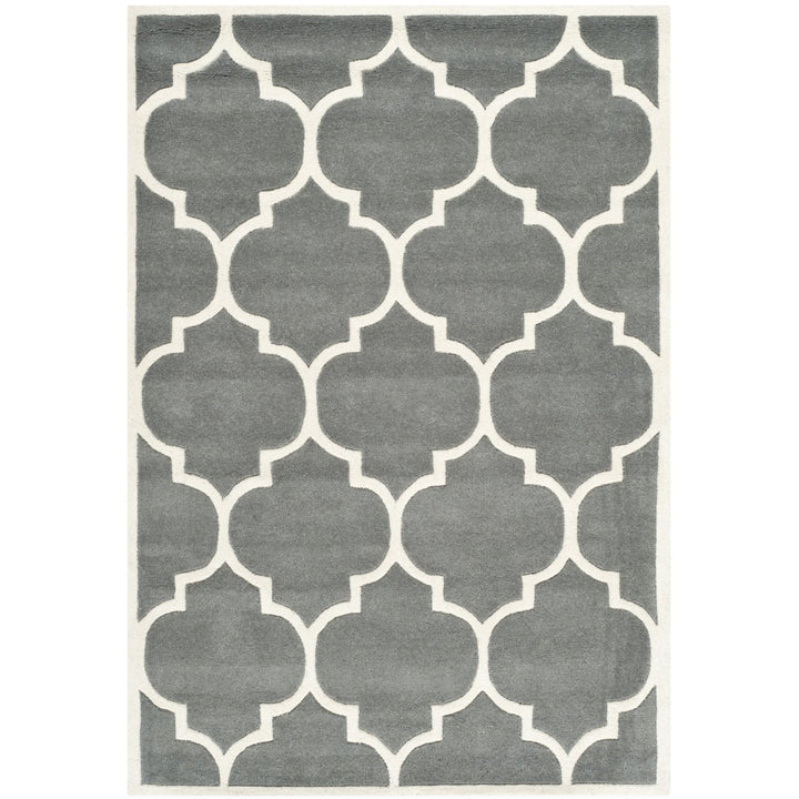 SAFAVIEH Chatham CHT733D Handmade Dark Grey / Ivory Rug Image 1