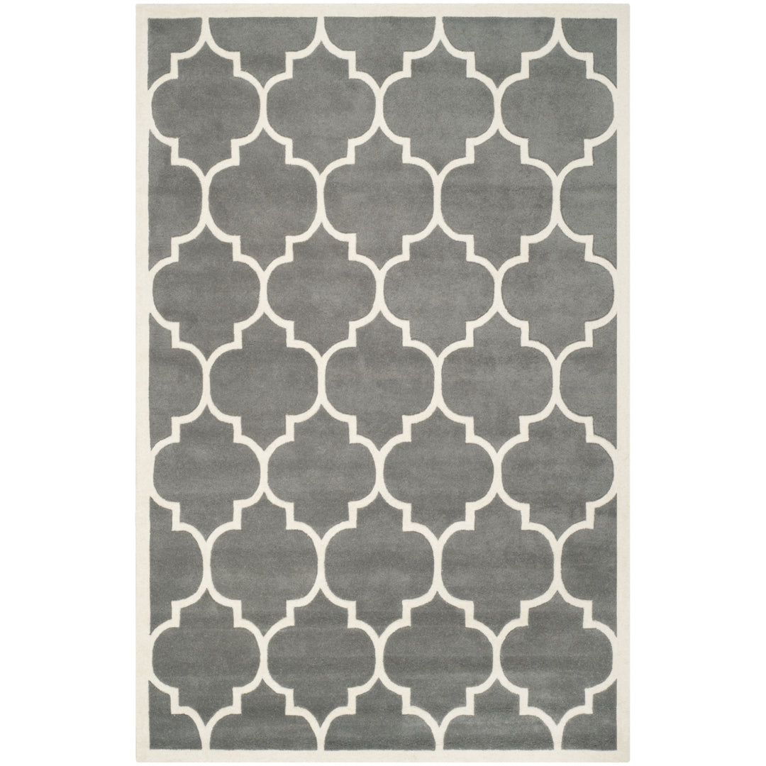 SAFAVIEH Chatham CHT733D Handmade Dark Grey / Ivory Rug Image 10