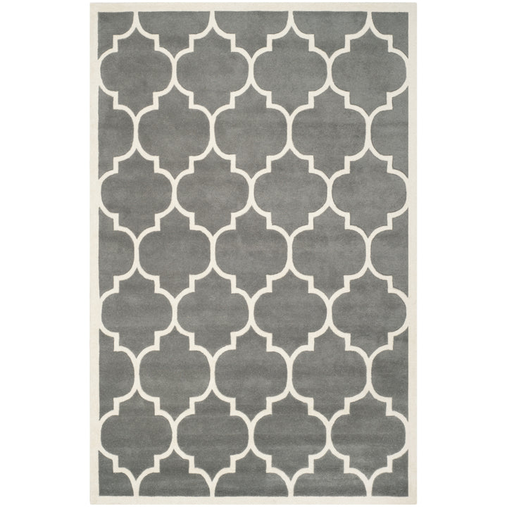 SAFAVIEH Chatham CHT733D Handmade Dark Grey / Ivory Rug Image 10