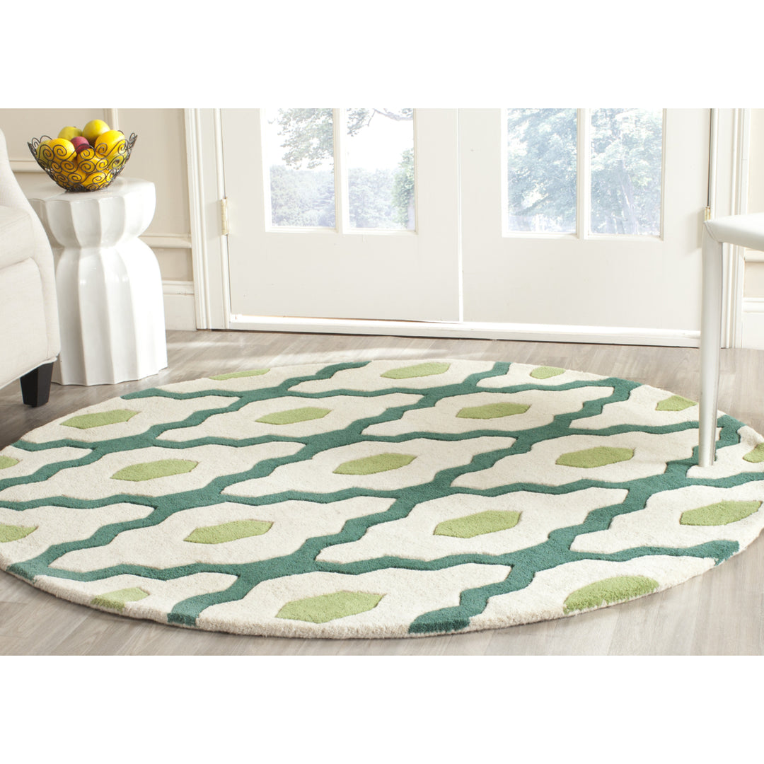 SAFAVIEH Chatham CHT748V Handmade Ivory / Teal Rug Image 2