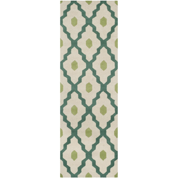 SAFAVIEH Chatham CHT748V Handmade Ivory / Teal Rug Image 5