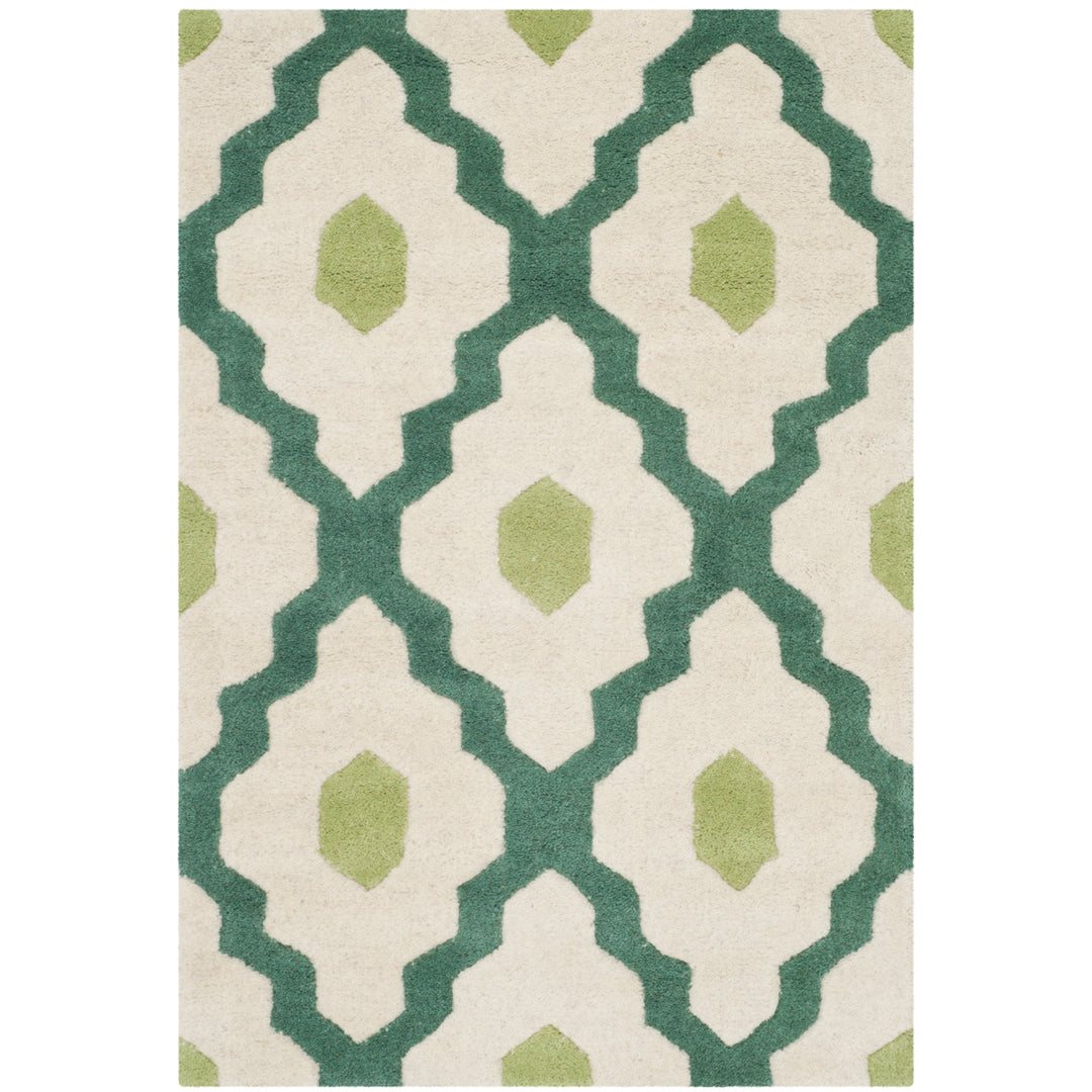 SAFAVIEH Chatham CHT748V Handmade Ivory / Teal Rug Image 8