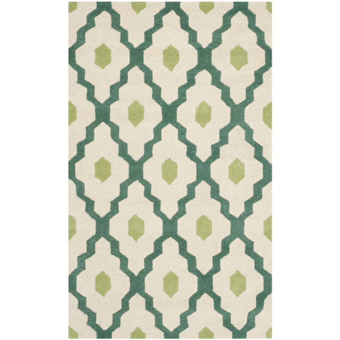 SAFAVIEH Chatham CHT748V Handmade Ivory / Teal Rug Image 9