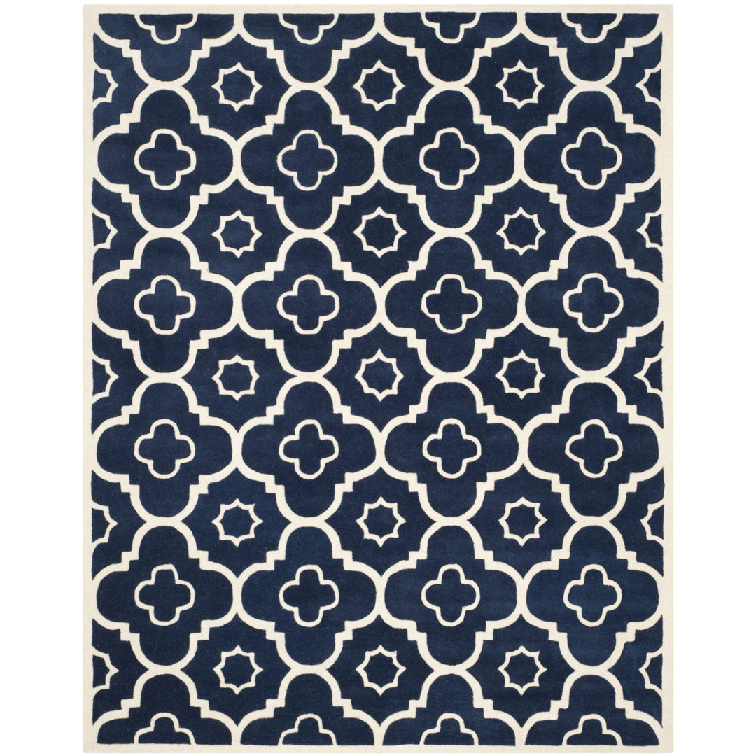 SAFAVIEH Chatham CHT750C Handmade Dark Blue / Ivory Rug Image 1