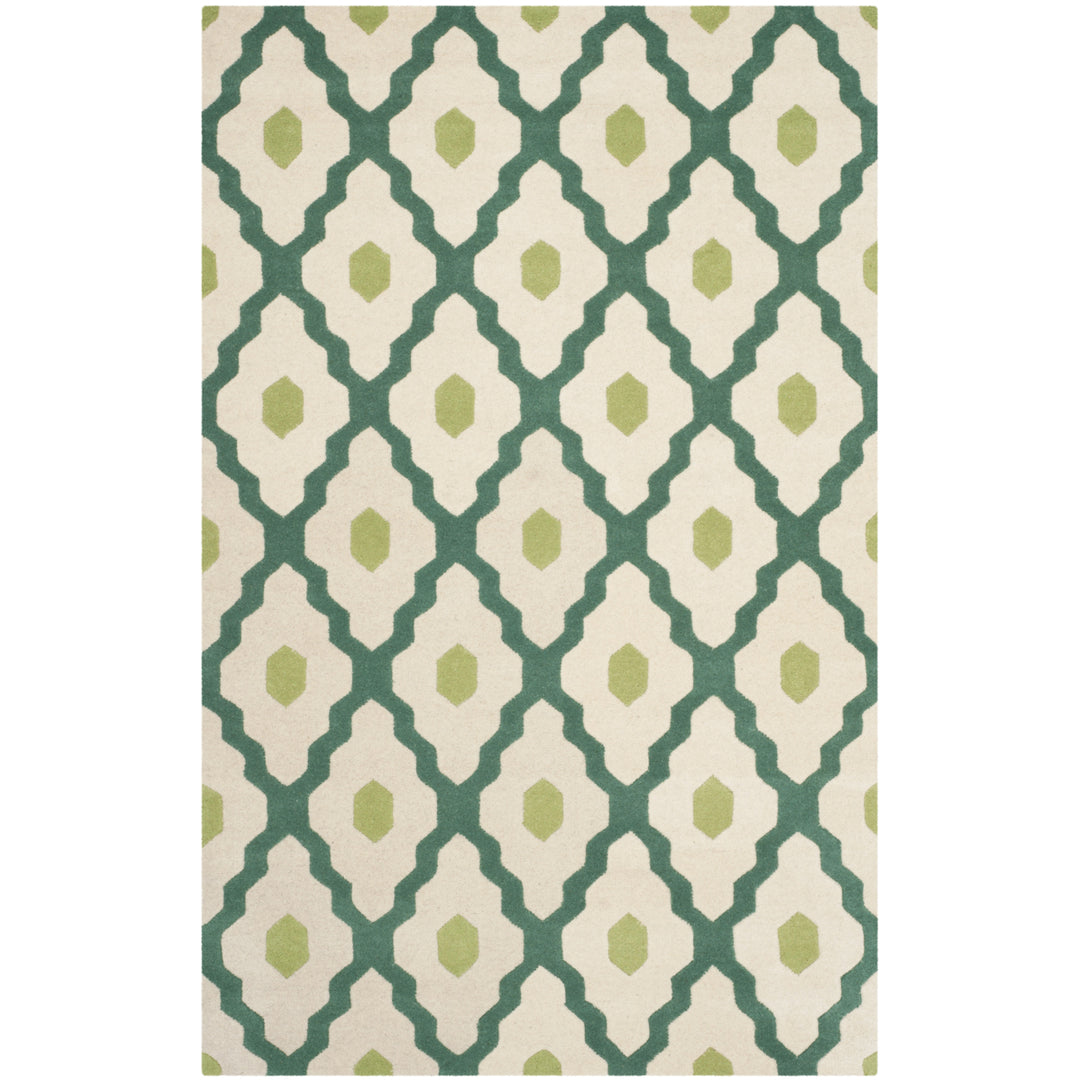 SAFAVIEH Chatham CHT748V Handmade Ivory / Teal Rug Image 10