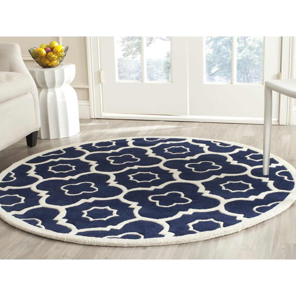 SAFAVIEH Chatham CHT750C Handmade Dark Blue / Ivory Rug Image 2