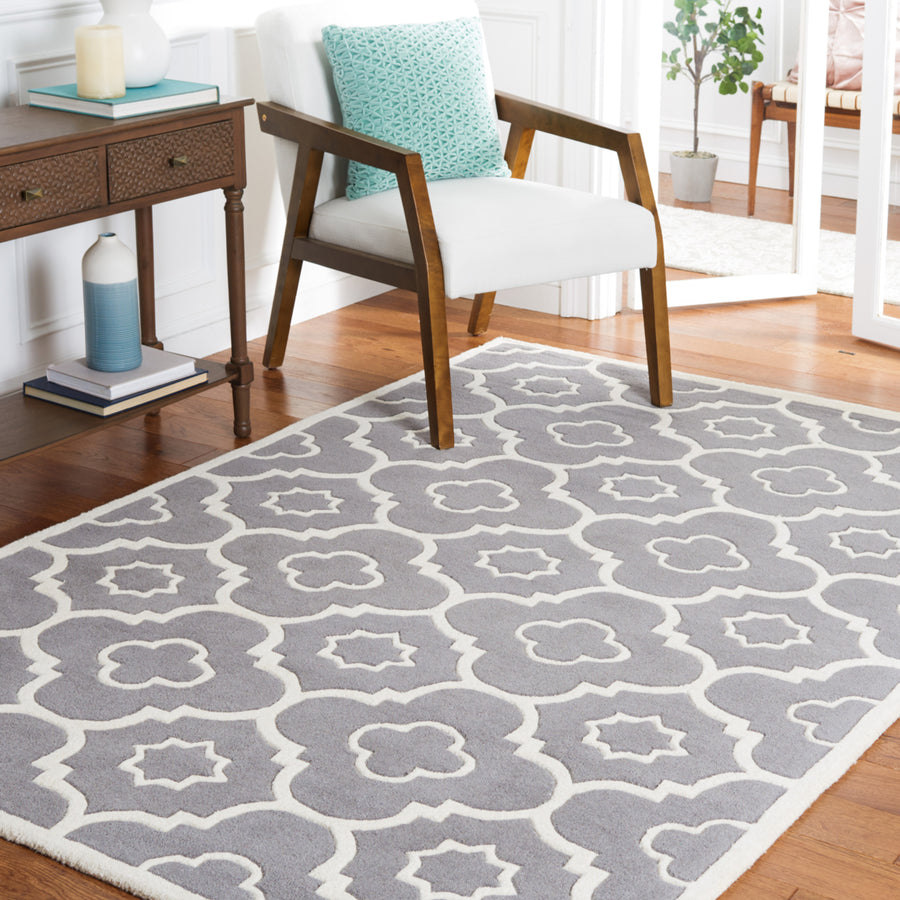 SAFAVIEH Chatham CHT750D Handmade Dark Grey / Ivory Rug Image 1