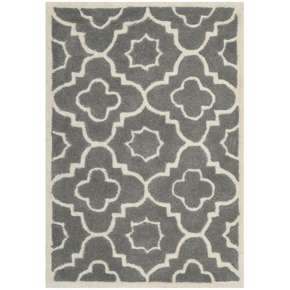 SAFAVIEH Chatham CHT750D Handmade Dark Grey / Ivory Rug Image 2