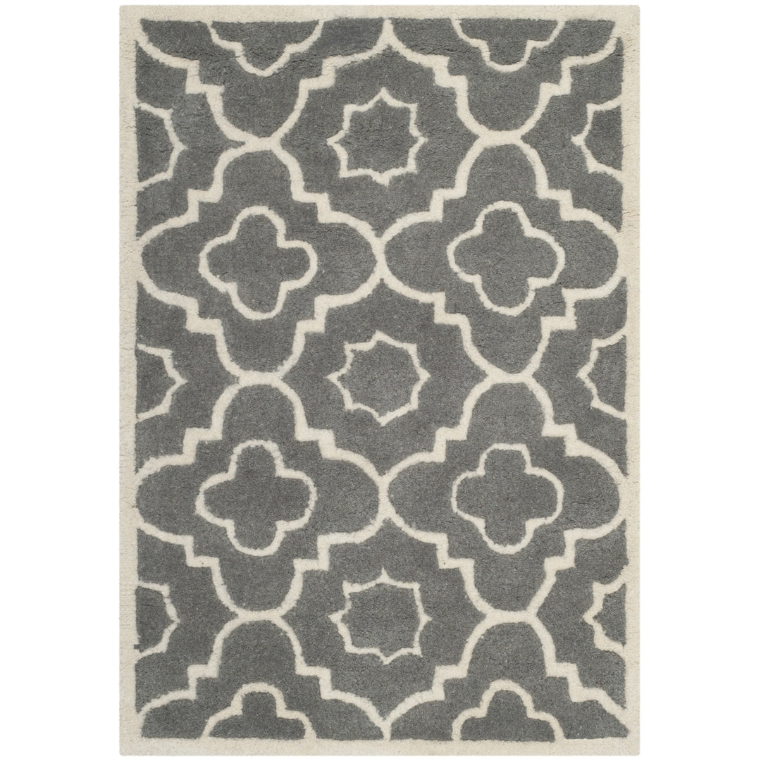 SAFAVIEH Chatham CHT750D Handmade Dark Grey / Ivory Rug Image 2