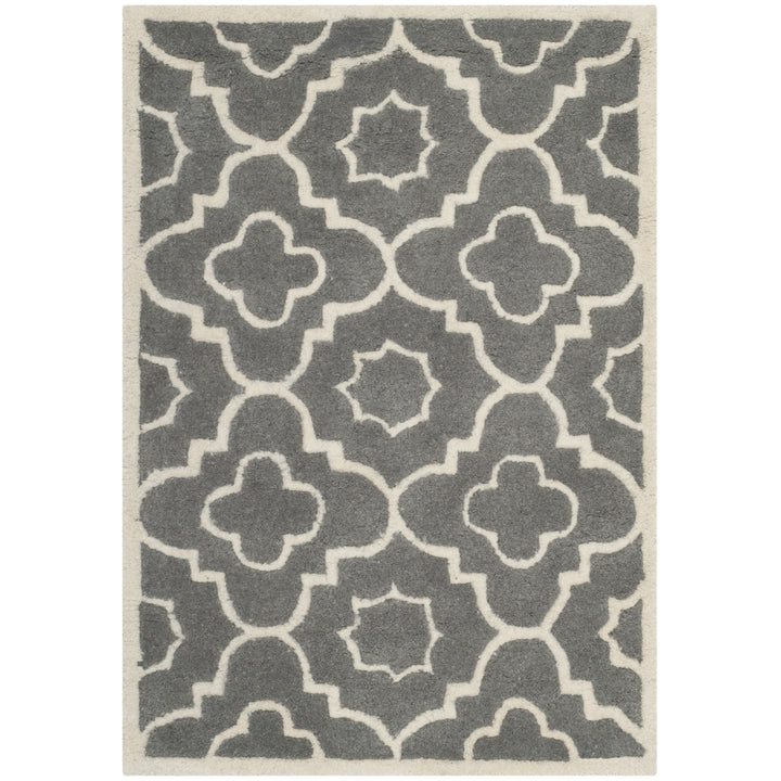 SAFAVIEH Chatham CHT750D Handmade Dark Grey / Ivory Rug Image 2