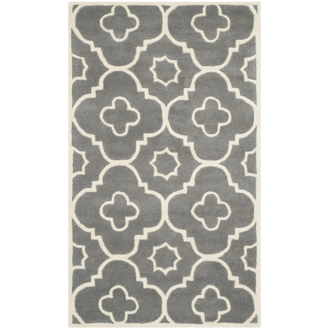 SAFAVIEH Chatham CHT750D Handmade Dark Grey / Ivory Rug Image 4