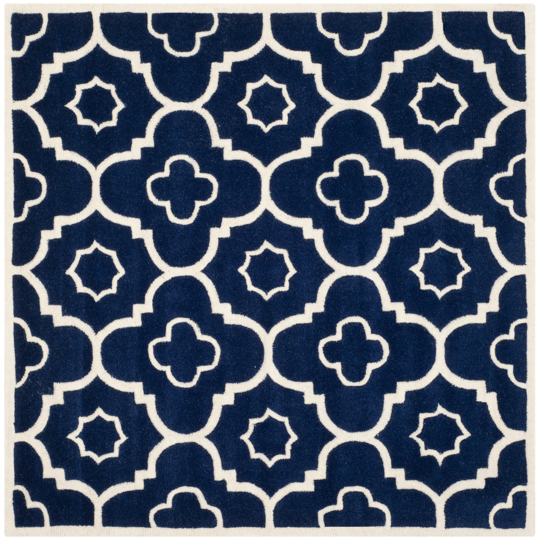 SAFAVIEH Chatham CHT750C Handmade Dark Blue / Ivory Rug Image 6