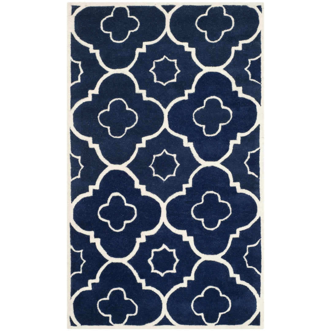 SAFAVIEH Chatham CHT750C Handmade Dark Blue / Ivory Rug Image 10