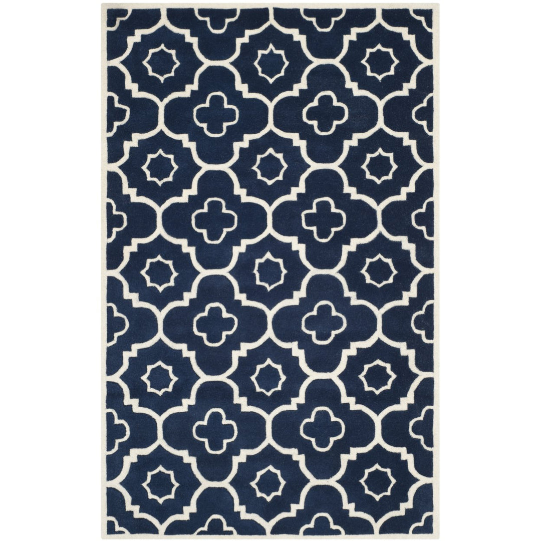 SAFAVIEH Chatham CHT750C Handmade Dark Blue / Ivory Rug Image 1