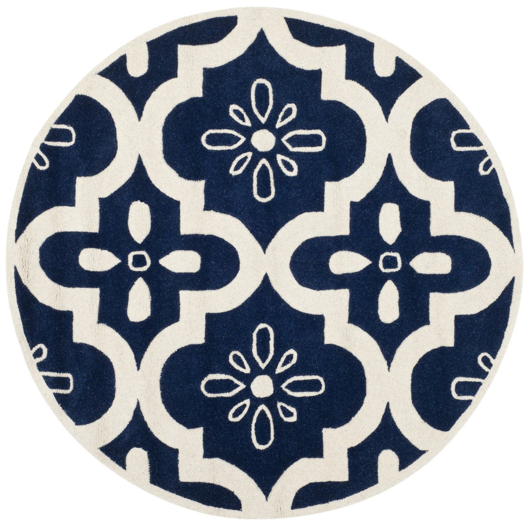 SAFAVIEH Chatham CHT751C Handmade Dark Blue / Ivory Rug Image 4