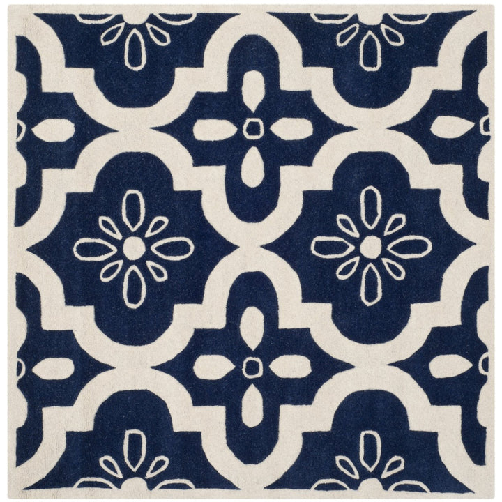 SAFAVIEH Chatham CHT751C Handmade Dark Blue / Ivory Rug Image 1