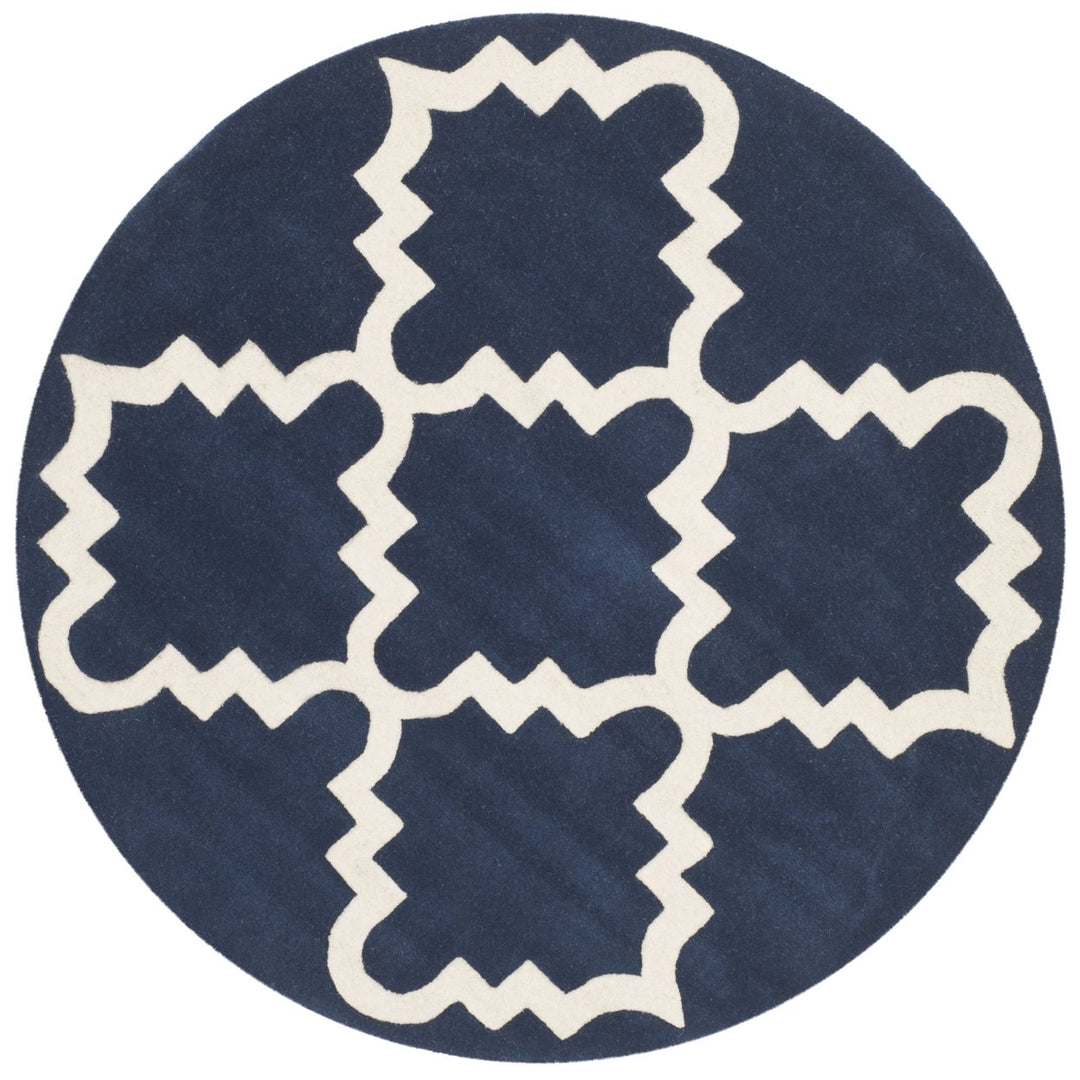 SAFAVIEH Chatham CHT753C Handmade Dark Blue / Ivory Rug Image 4