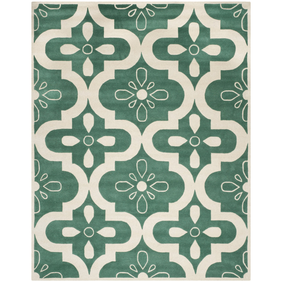 SAFAVIEH Chatham CHT751T Handmade Teal / Ivory Rug Image 1