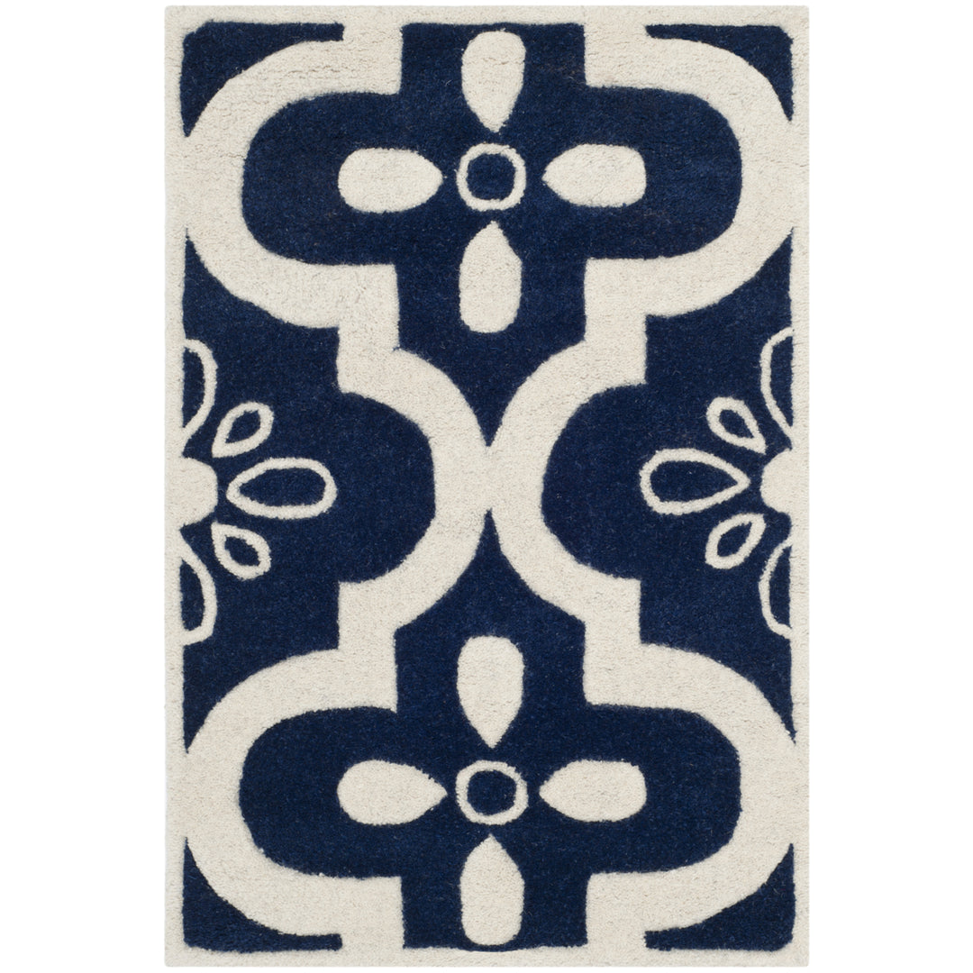 SAFAVIEH Chatham CHT751C Handmade Dark Blue / Ivory Rug Image 8