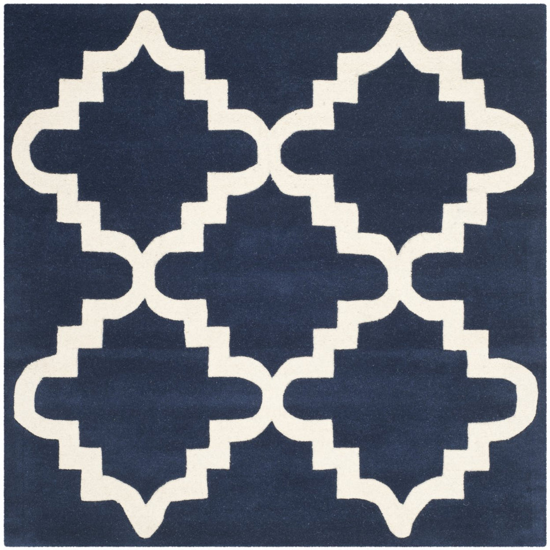 SAFAVIEH Chatham CHT753C Handmade Dark Blue / Ivory Rug Image 6