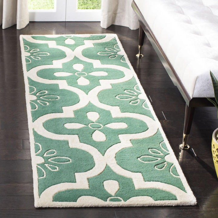 SAFAVIEH Chatham CHT751T Handmade Teal / Ivory Rug Image 3