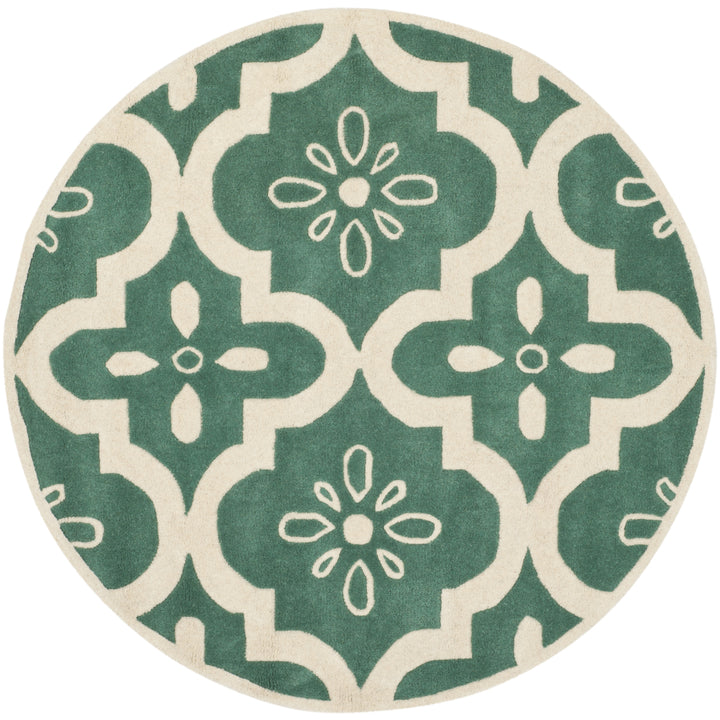 SAFAVIEH Chatham CHT751T Handmade Teal / Ivory Rug Image 4