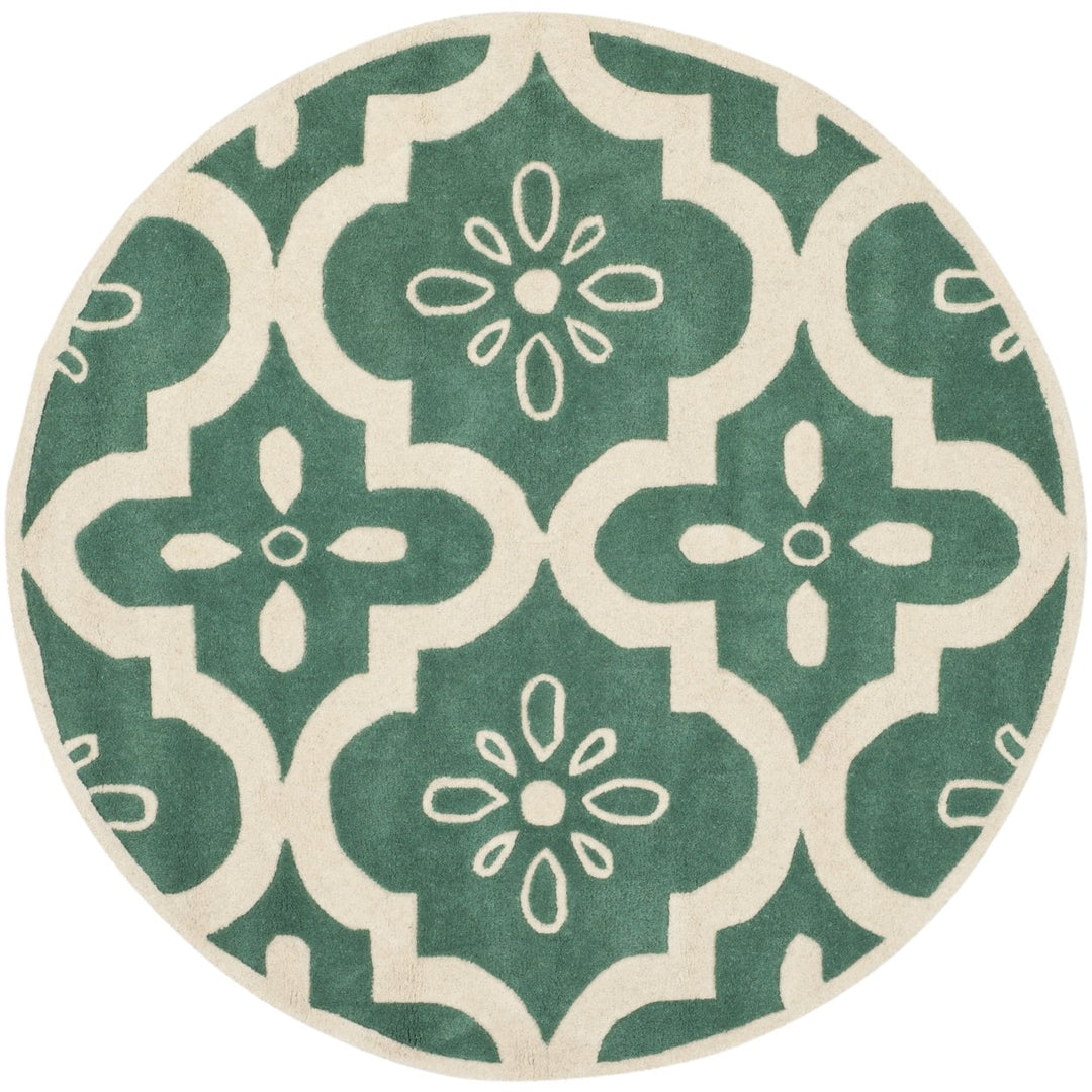 SAFAVIEH Chatham CHT751T Handmade Teal / Ivory Rug Image 1