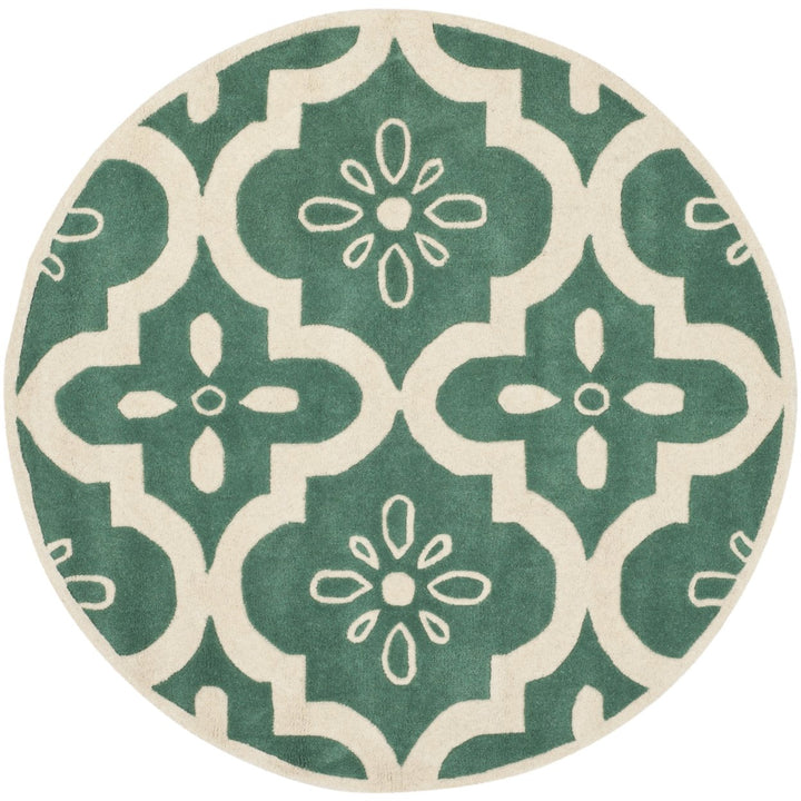 SAFAVIEH Chatham CHT751T Handmade Teal / Ivory Rug Image 1