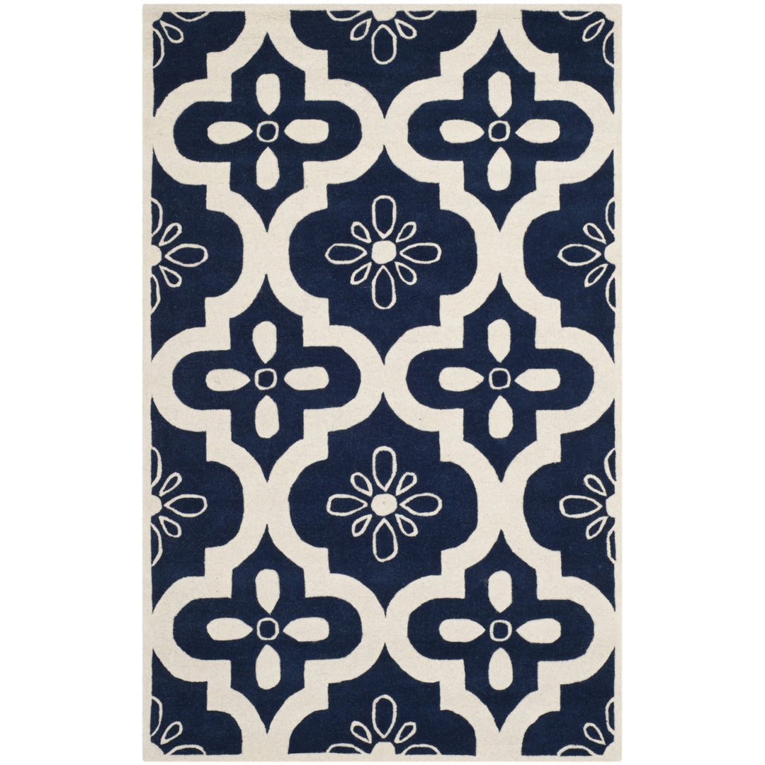 SAFAVIEH Chatham CHT751C Handmade Dark Blue / Ivory Rug Image 10