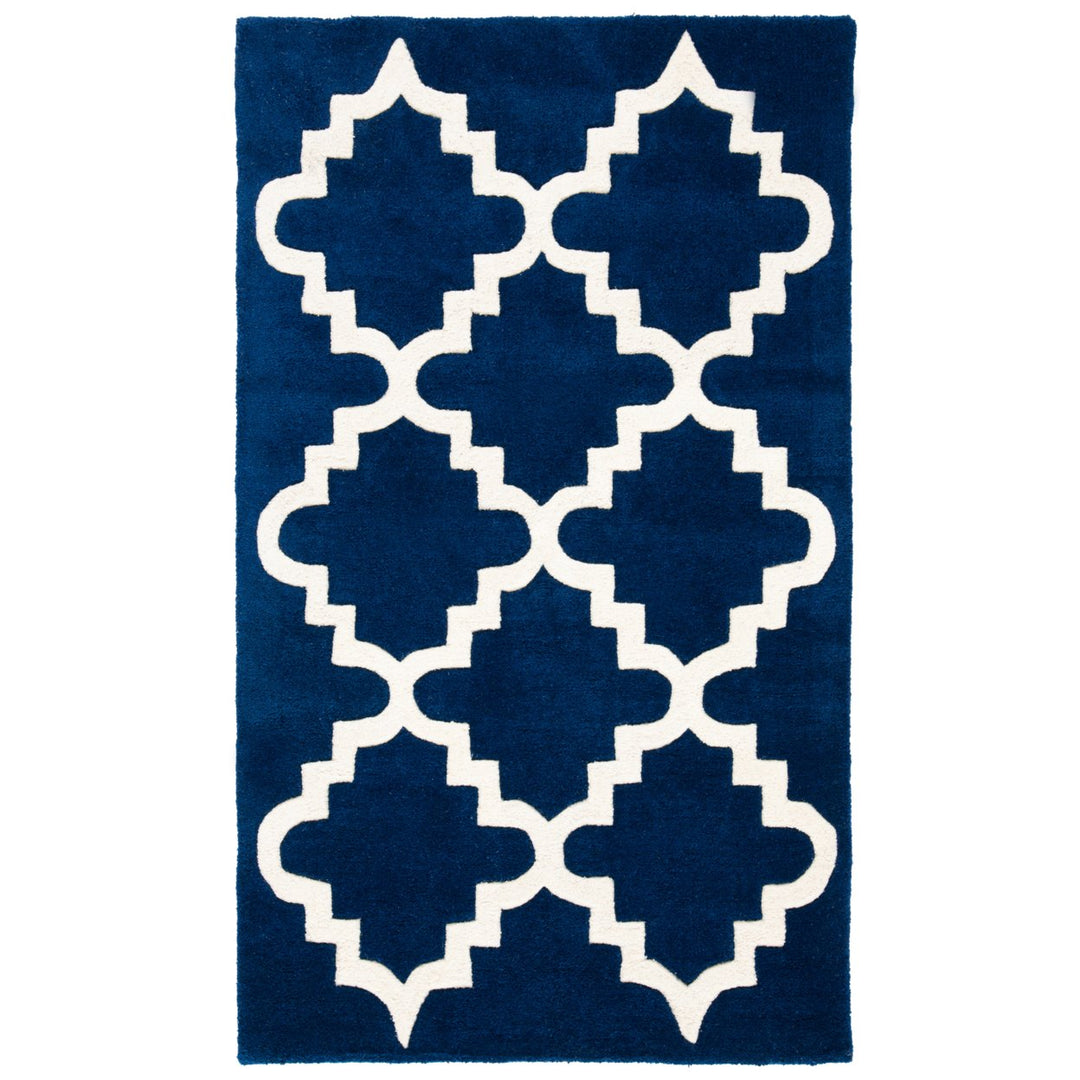 SAFAVIEH Chatham CHT753C Handmade Dark Blue / Ivory Rug Image 1