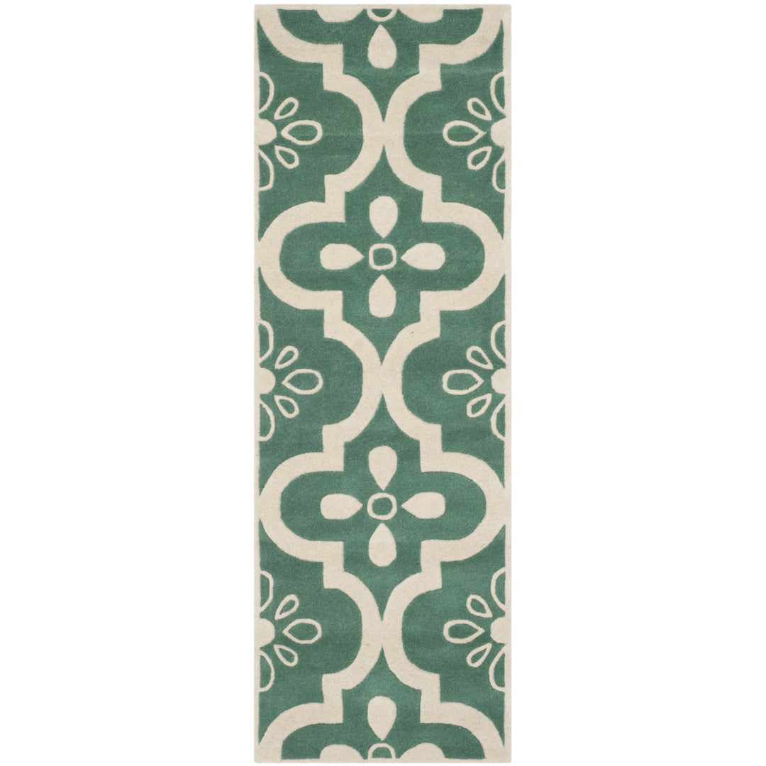 SAFAVIEH Chatham CHT751T Handmade Teal / Ivory Rug Image 5