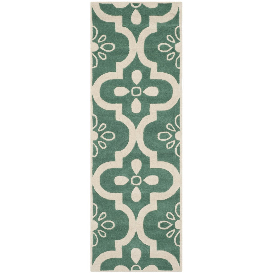 SAFAVIEH Chatham CHT751T Handmade Teal / Ivory Rug Image 1