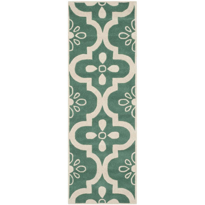 SAFAVIEH Chatham CHT751T Handmade Teal / Ivory Rug Image 1