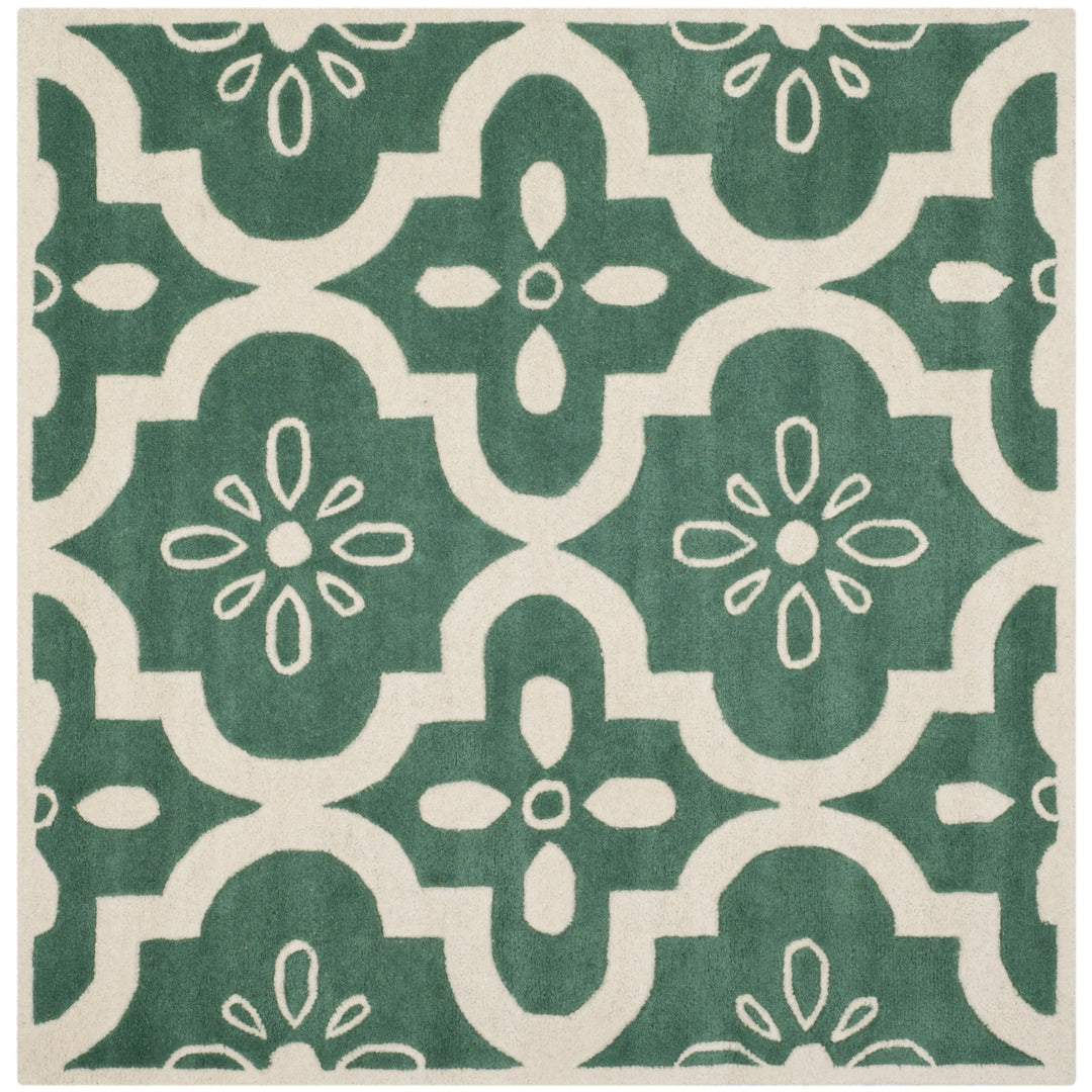 SAFAVIEH Chatham CHT751T Handmade Teal / Ivory Rug Image 6