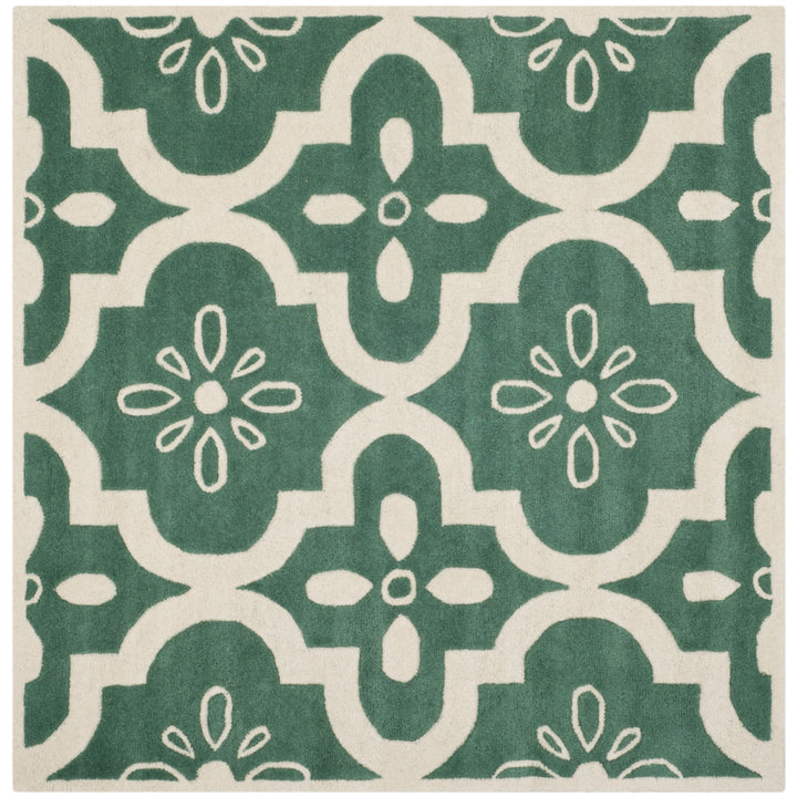 SAFAVIEH Chatham CHT751T Handmade Teal / Ivory Rug Image 6