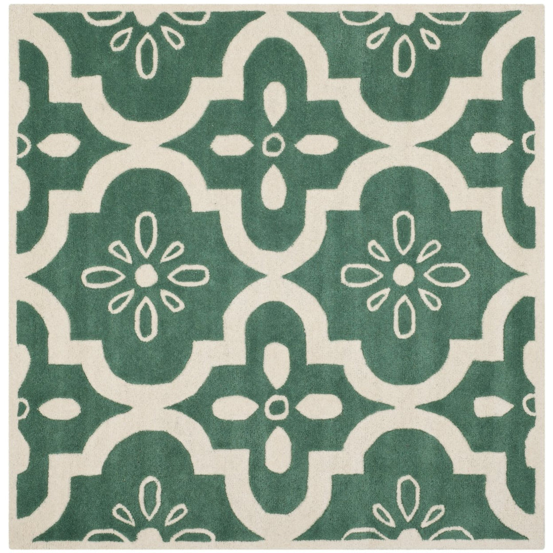 SAFAVIEH Chatham CHT751T Handmade Teal / Ivory Rug Image 1